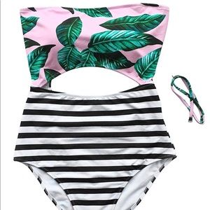 CupShe Tropical Striped One Piece